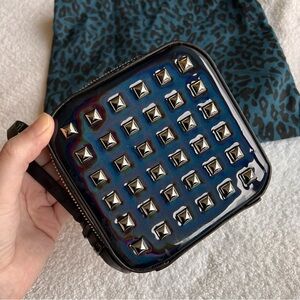 Rebecca Minkoff holographic studded patent clutch wristlet